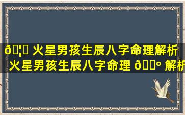 🦊 火星男孩生辰八字命理解析（火星男孩生辰八字命理 🐺 解析大全）